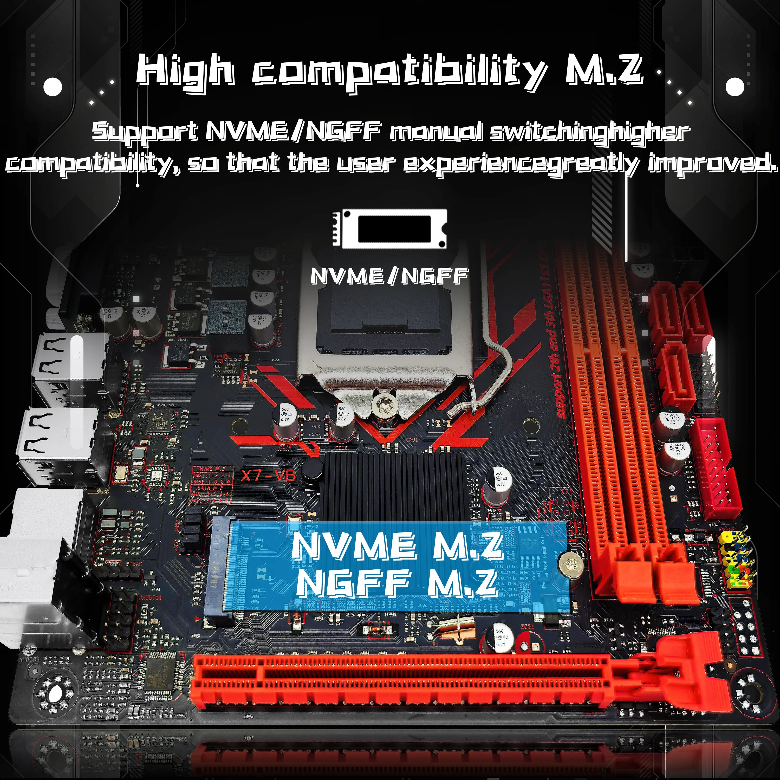 ZSUS H61 Motherboard LGA 1155 Desktop Motherboards Support DDR3 RAM With NVME M.2 Interface USB2.0 SATA2.0