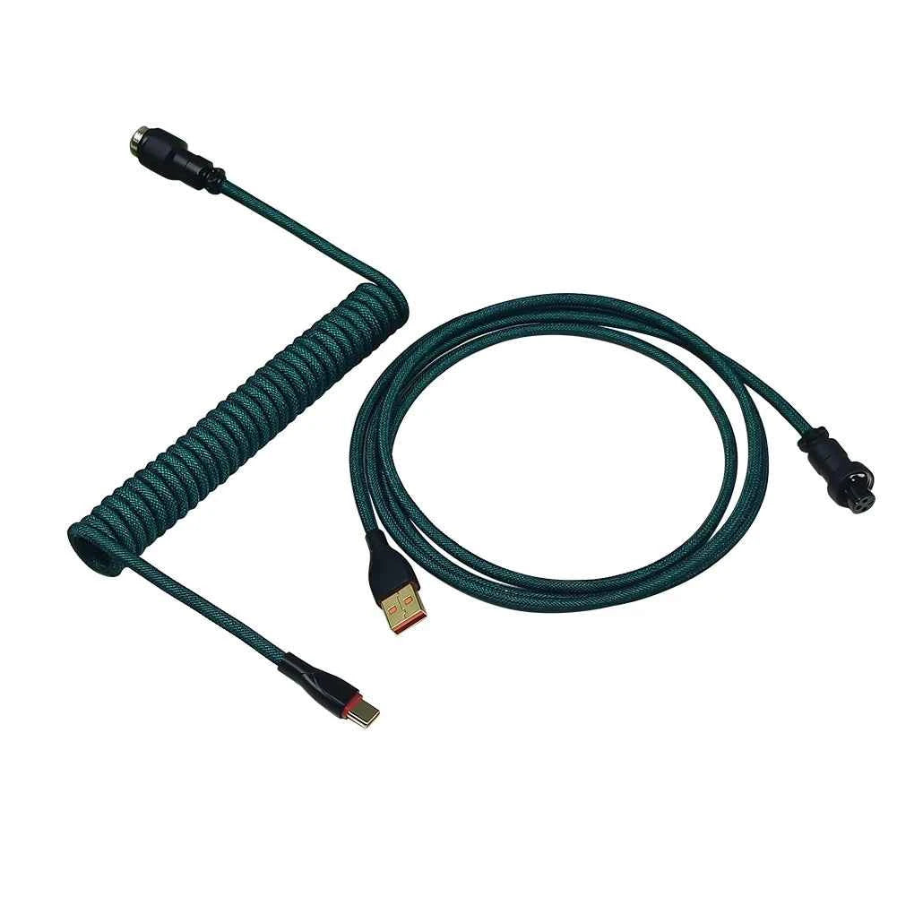 1.8m Aviator Cable Woven Mesh Type-C To USB Aviator Cable Keyboard Coiled Aviator Keyboard Cable Mechanical Keyboard Accessories