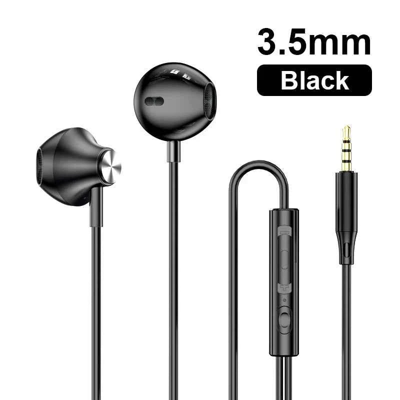 Type C 3.5mm Jack Earphones HiFi Stereoscopic Sound With Mic Wired Headphones Line Control Earbuds For Samsung iPhone 16 Headset