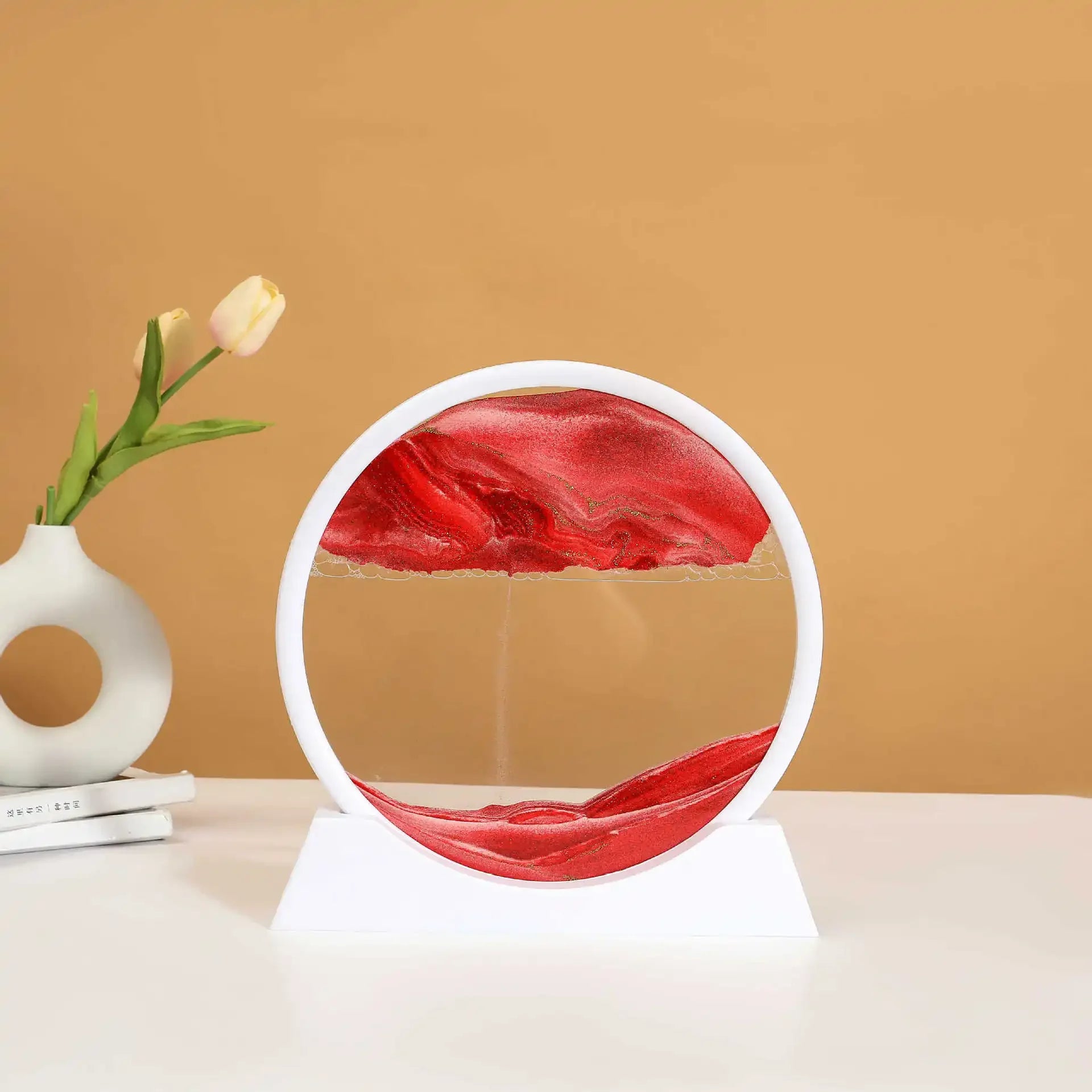 3D Sandscape Moving Sand Art Picture Round Glass Deep Sea Hourglass Quicksand Craft Flowing Sand Painting Office Home Decor Gift