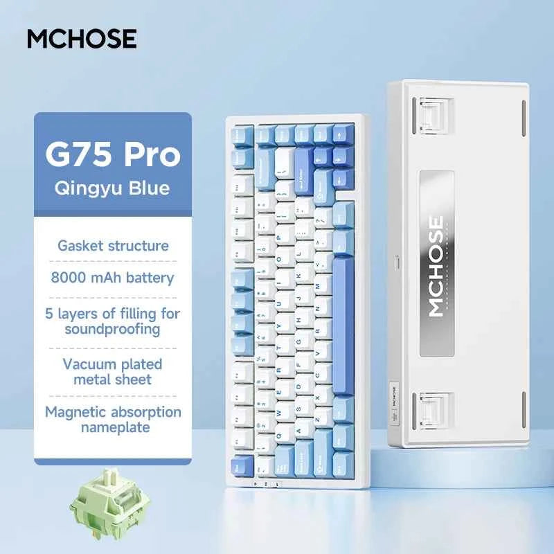 MCHOSE G75 Pro Gaming Mechanical Keyboard Tri-Mode Wireless Hot Swappable RGB Backlit Customized 75% Layout Pc Gamer Accessories