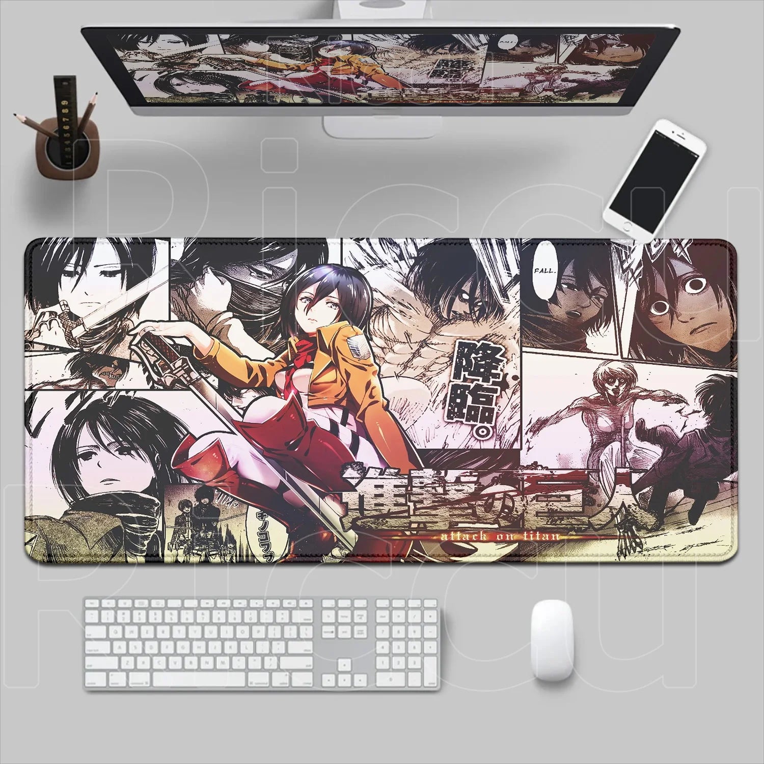 New HD Printing Attack on Titan Anime Desk Mat Large Lock Edge Mouse Pad Computer Mousepad Gaming Laptop Keyboard Mouse Mats Rug