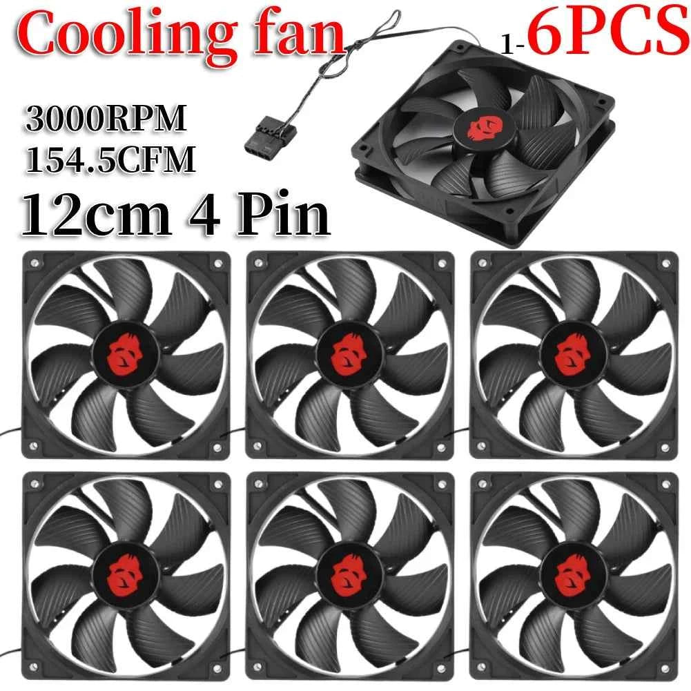 12cm 3000RPM Fan Cooling 12V PC Case Radiator Cooler 120MM Big 4Pin Desktop Chassis Workstation Cabinet Heatsink Fan Server Fans