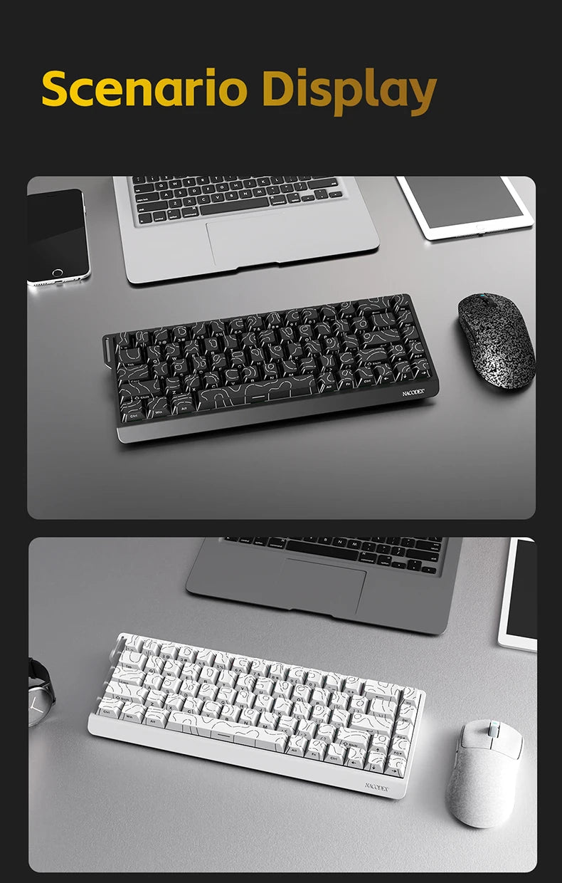 AJAZZ NK68 V2 gaming mechanical keyboard features hot-swappable keys, color backlighting, and is portable for office use