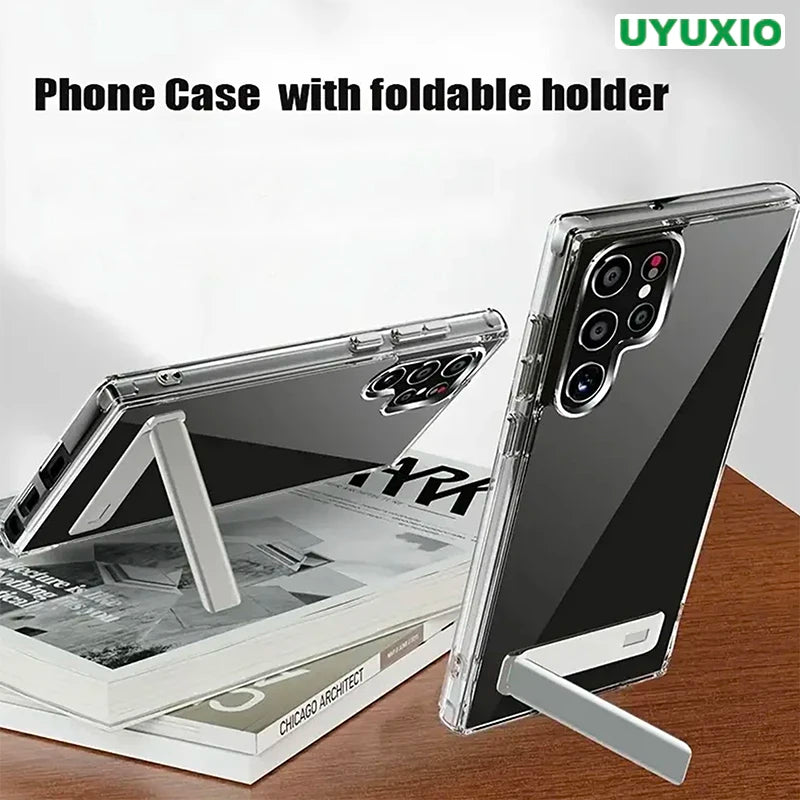 UYUXIO Stand Mobile Phone Case for Samsung Galaxy S25 Ultra  S24 S23 FE S22 Plus Clear Cases with Kickstand Cover with Holder