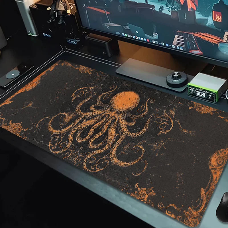 Gaming Mouse Pad Large Octopus Pattern Desk Mat Natural Rubber Non Slip