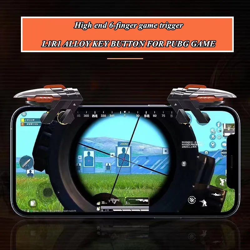 MEMO 6 Finger Mobile Phone ABS Game Trigger AK06 for PUBG Aim Shooting L1 R1 Alloy Key Button for IOS Android Gamepad Controller