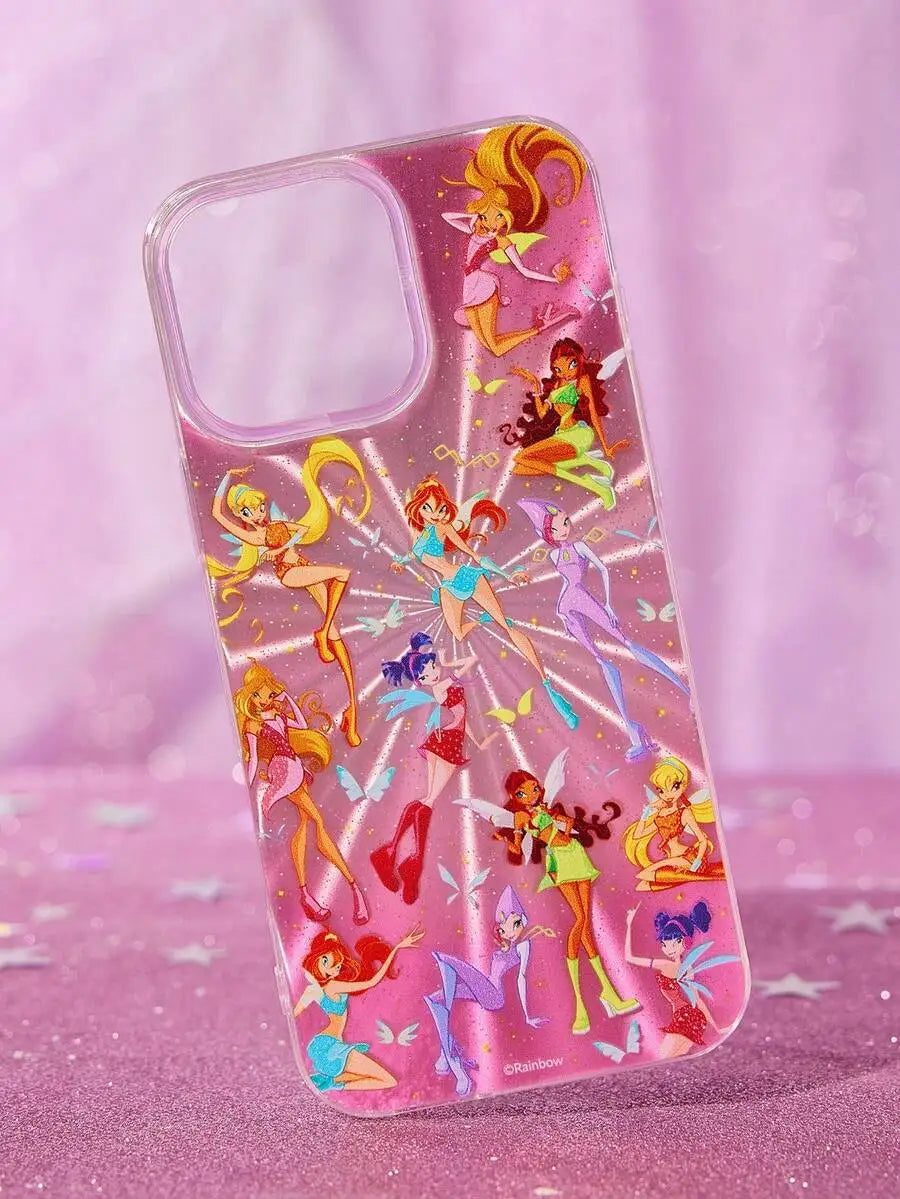 Transparent Pink Cartoon-Style Phone Case with Chill Graphic Design for iPhone
