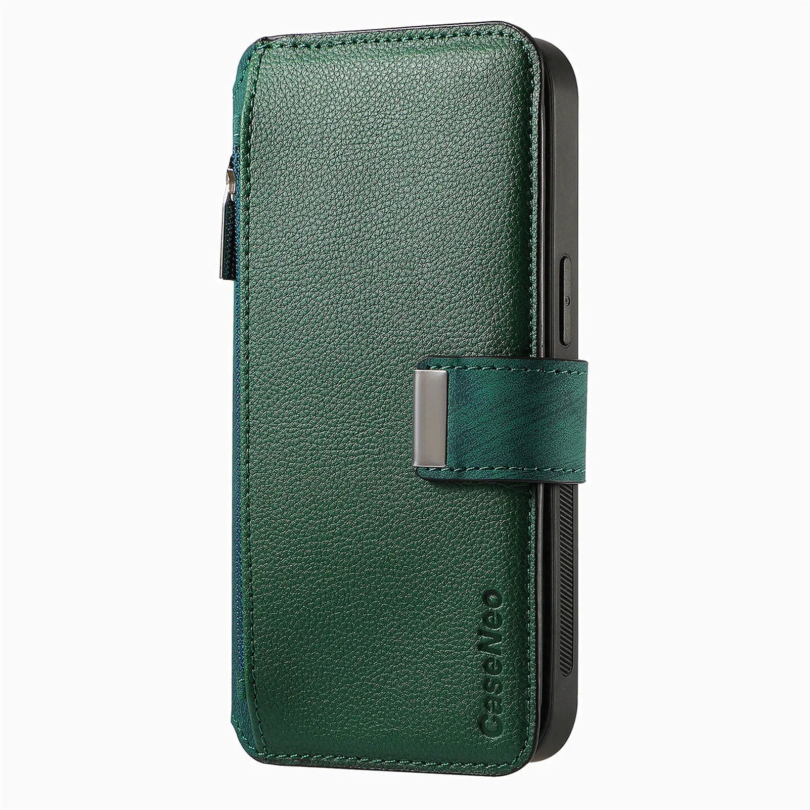 For iPhone 15 14 13 12 11 XS Max XR 8 7 6 Plus Wallet Case, Zipper Storage Design, Detachable Magnetic Flip Folio Cover