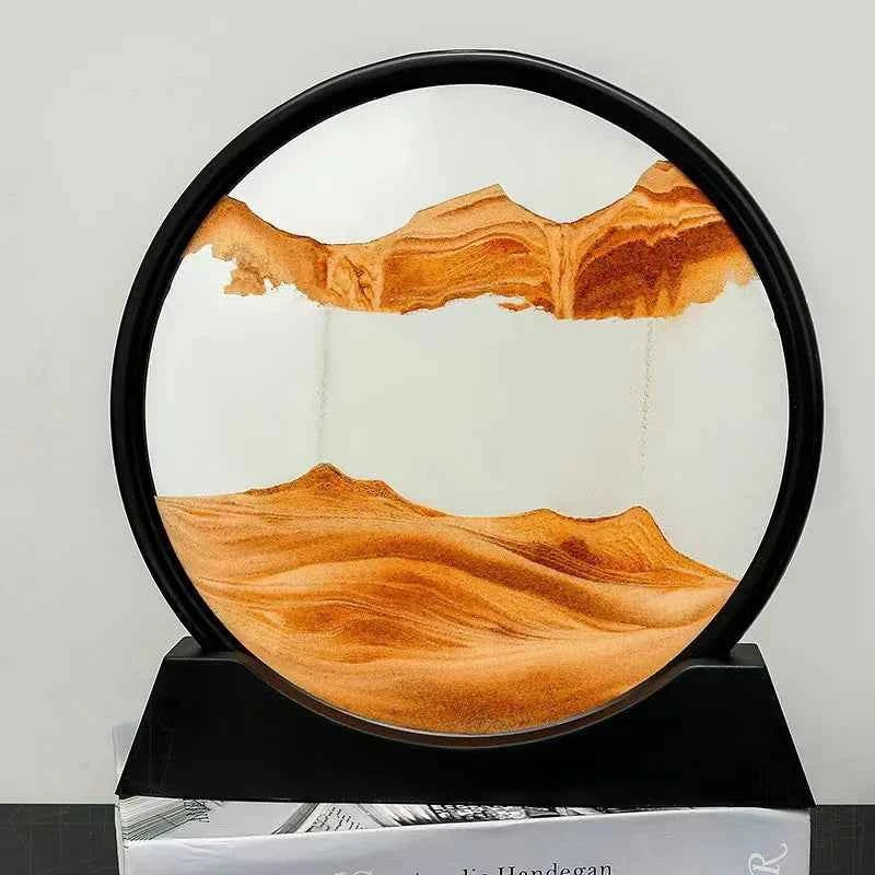 3D Sandscape Moving Sand Art Picture Round Glass Deep Sea Hourglass Quicksand Craft Flowing Sand Painting Office Home Decor Gift