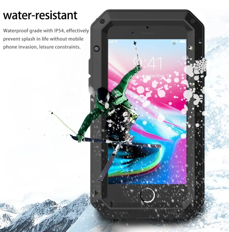 Heavy-duty protective armour for iPhone 17 to 11 Pro Max Plus XS Max XR Metal Aluminum Phone Case, Shockproof Case