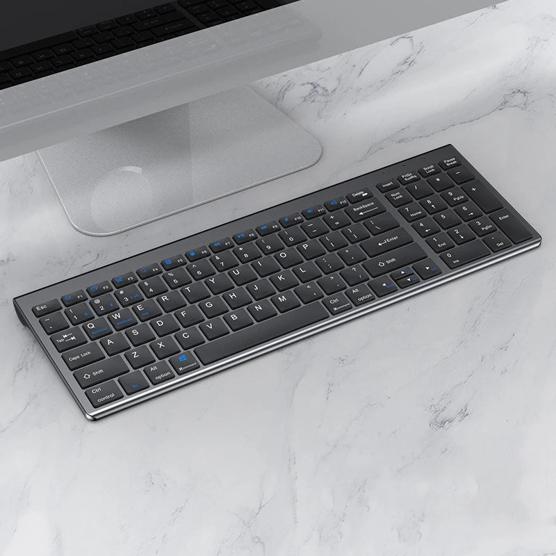 2.4G Wireless & bluetooth Keyboard Mouse Set Rechargeable Ultra-thin Computer Office Gaming Silent Slim Keyboard Mouse for ipad