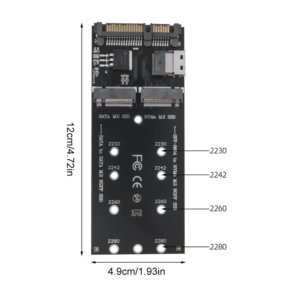 M2 to SATA Adapter SFF8654 to M2 NVMe SSD Converter Expansion Card Riser Board for PC Desktop Mainboard Upgrade
