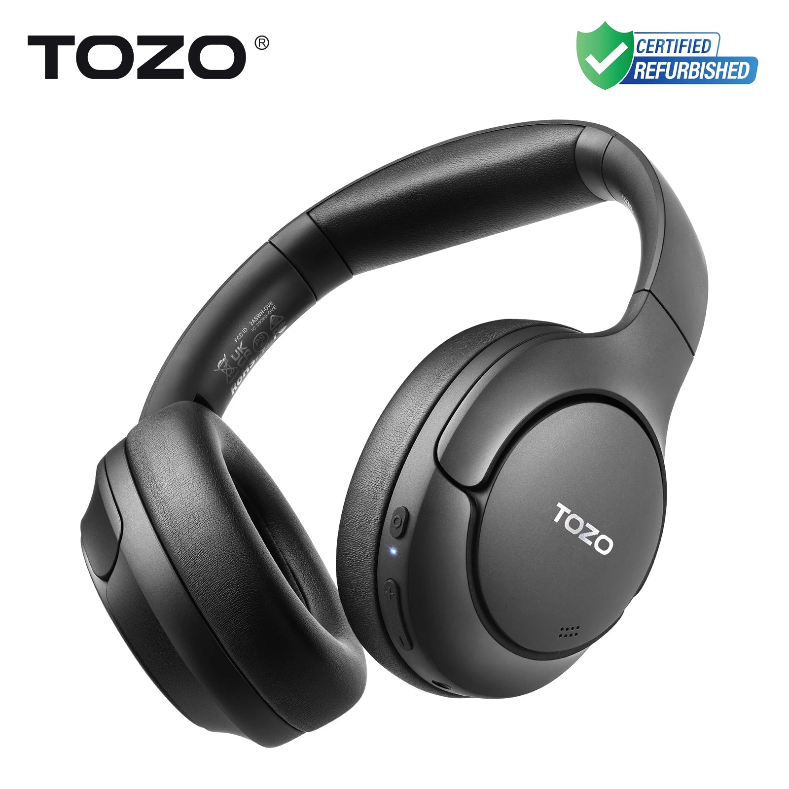 Refurbished TOZO Hi-Res Over Ear Headphones with Mic Hybrid Active Noise Cancelling 38dB Wireless&Wired Headsets 40mm Driver