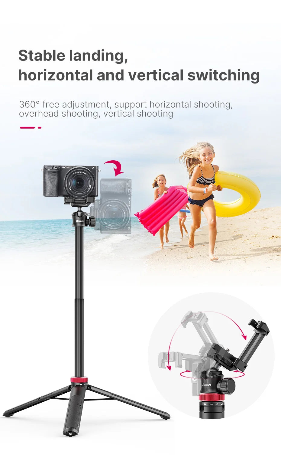 ULANZI TRIPOD MT-44 Tripods Smartphone Vlog Tripods With Cold Shoe Phone Mount Holder For Mobile Tripod Camera Portable SLR