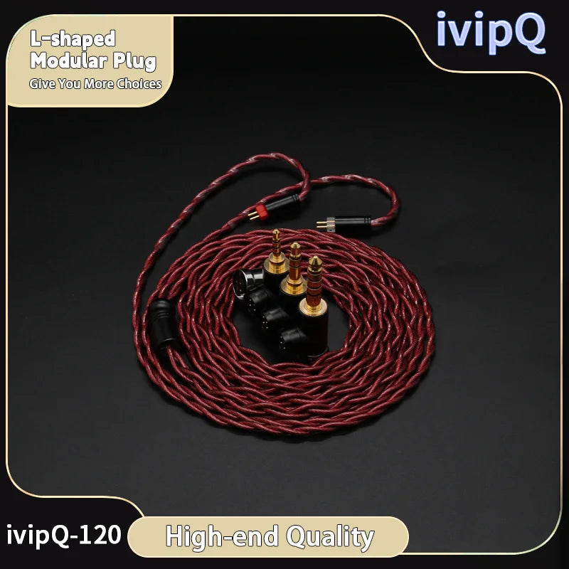 ivipQ 26AWG 7N OCC Palladium Plated L-type Modular Plugs 3-in-1 Earphone Upgrade Cable With MMCX/2PIN/0.78mm/QDC/N5005 For AKG