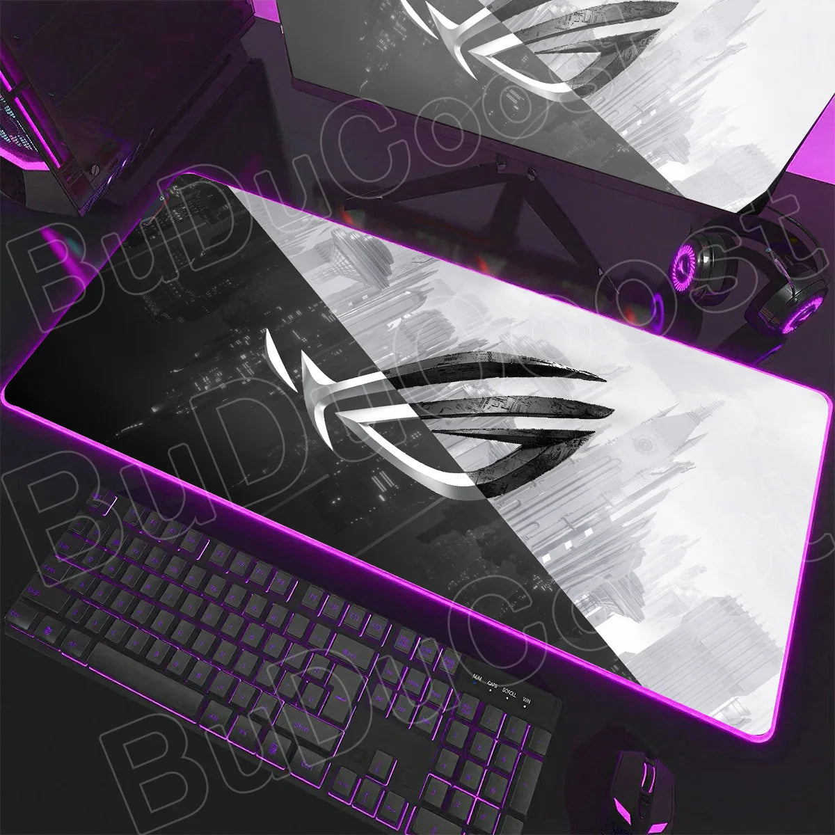 600x300x3mm RGB Gamer Glowing HD Keyboard Mat Asus Office Table New ROG Art Design Colorful LED Mouse Pad Rubber Non-slip Carpet