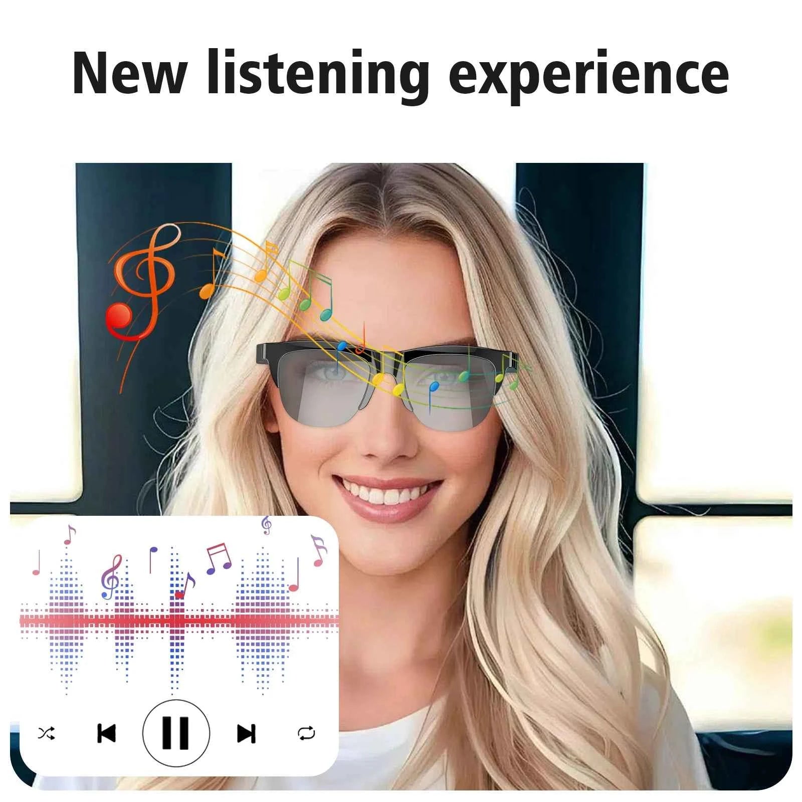 2025 Smart Glasses with Bluetooth Audio – Wireless Calling, Music Playback, Voice Assistant & Blue Light Blocking Eyewear for Men & Women