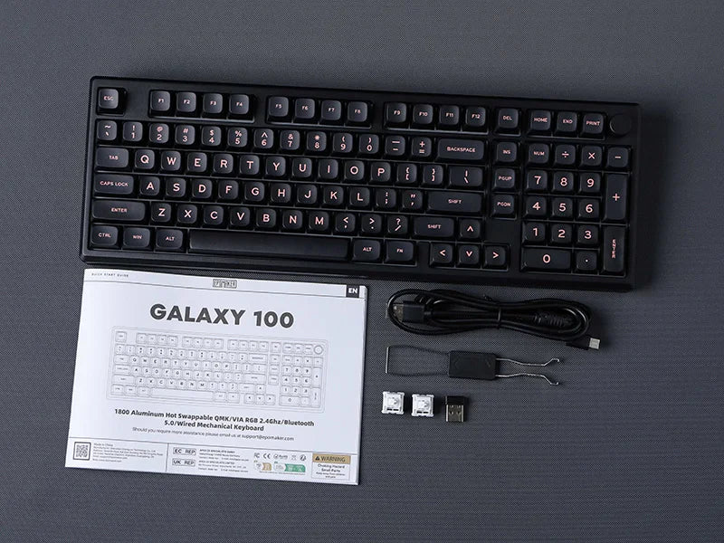 EPOMAKER Galaxy100 1800 ANSI US Layout QMK/VIA Wired/BT5.0/2.4Ghz Aluminum Mechanical Gaming Keyboard with Knob