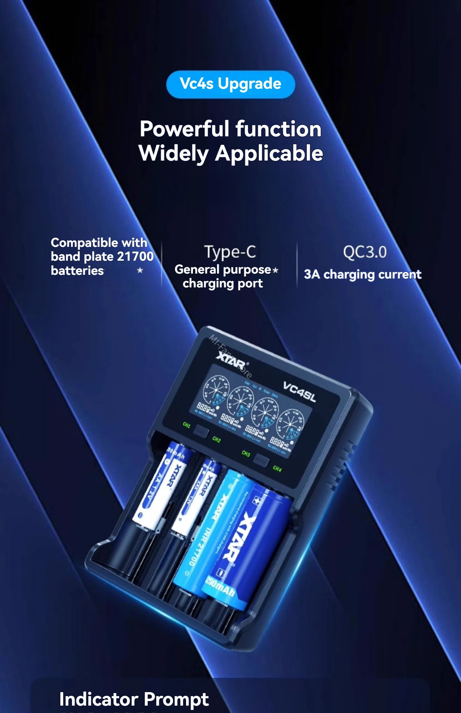 Original NEW XTAR VC4SL Battery Charger Type-C QC3.0 Fast Charge LCD Screen Display Ni-MH Li-ion 18650 AA/AAA Batteries Charger