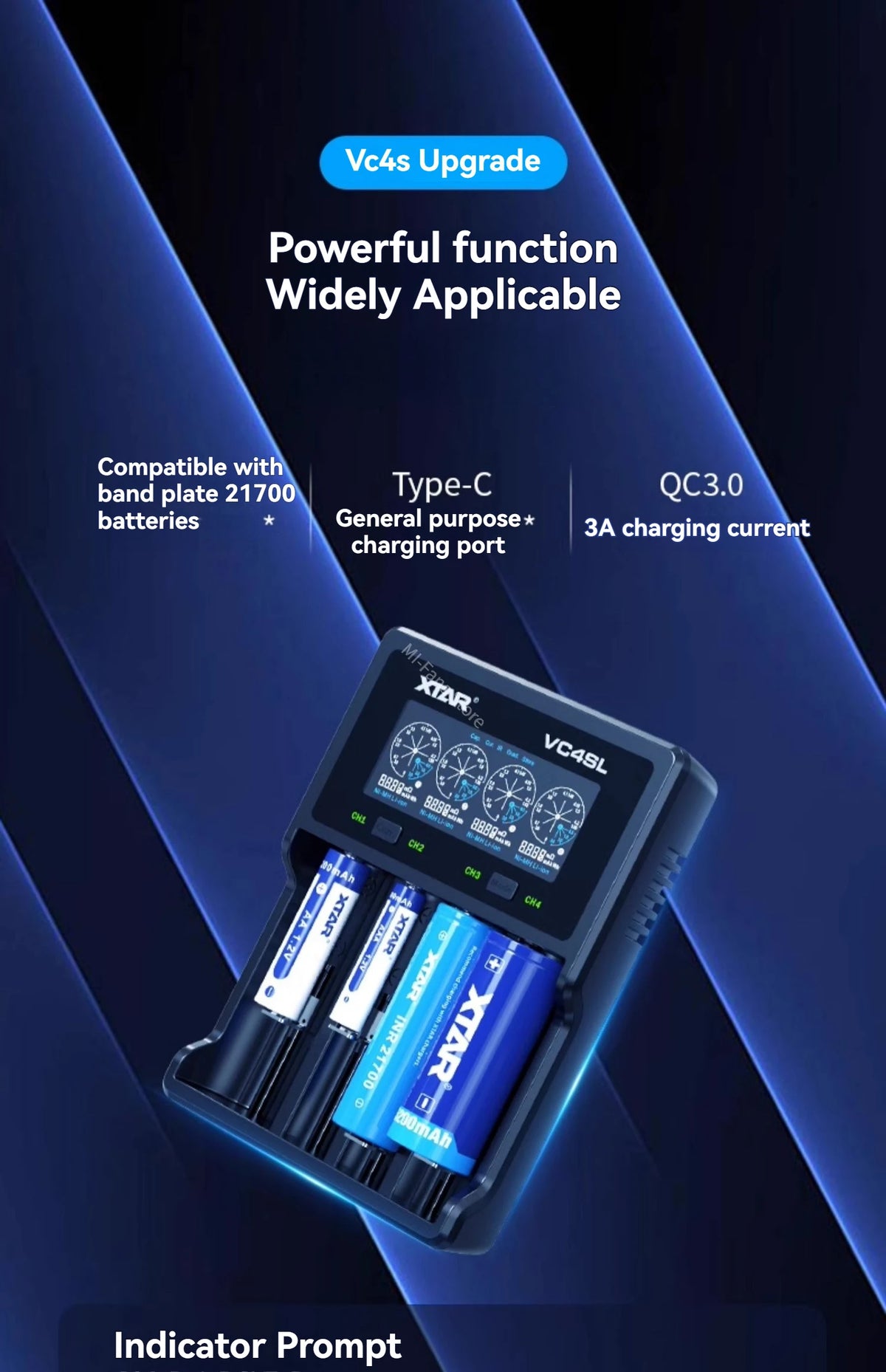 Original NEW XTAR VC4SL Battery Charger Type-C QC3.0 Fast Charge LCD Screen Display Ni-MH Li-ion 18650 AA/AAA Batteries Charger