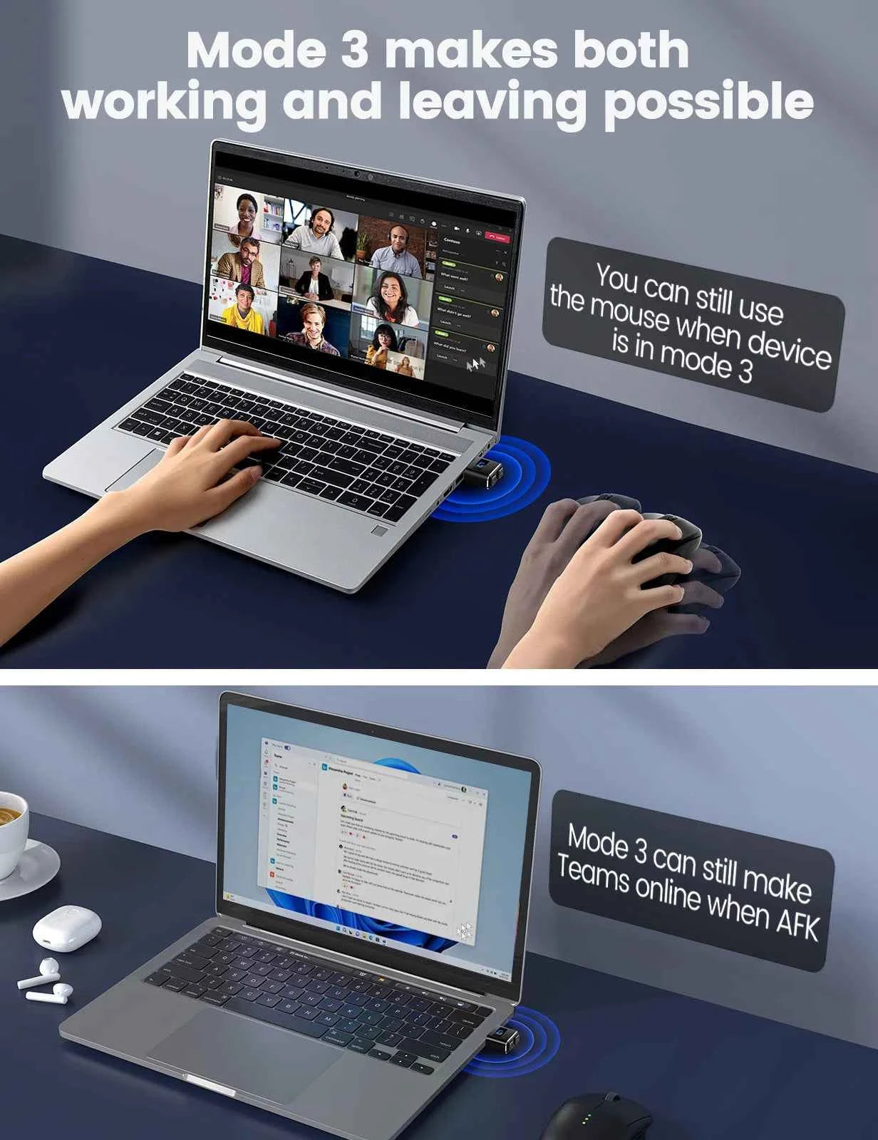Metal Tiny Mouse Jiggler, USB Mouse Mover Undetectable, Automatic Shaker with Separate Mode and ON/Off Buttons, Mouse Moving