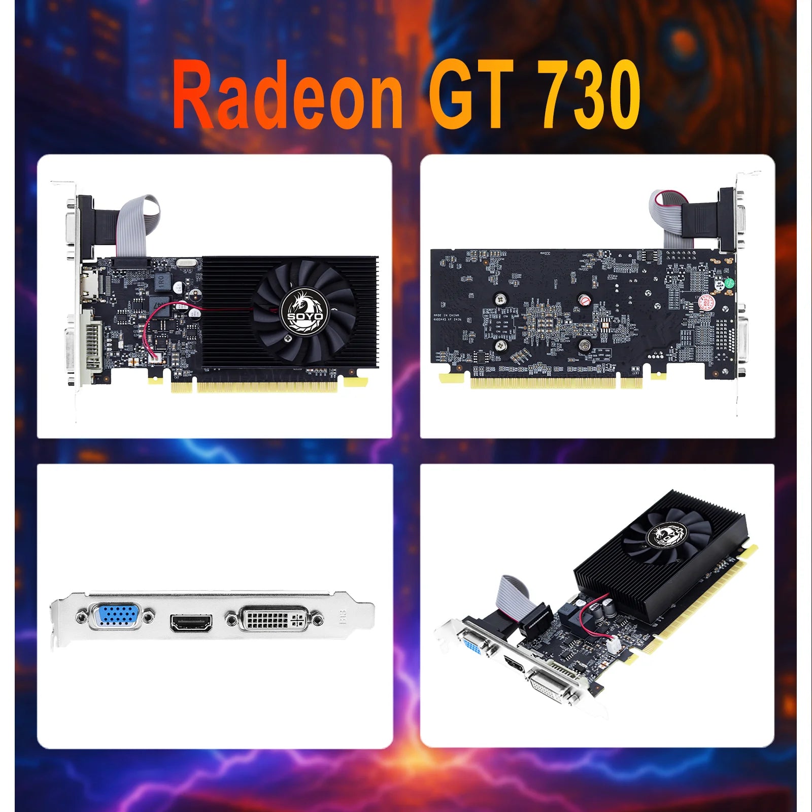 SOYO GT730 4GB Half-height Graphics Card GDDR3 GPU 128Bit HDMI compatible PCI-E 3.0 Placa De Video for Desktop Computer