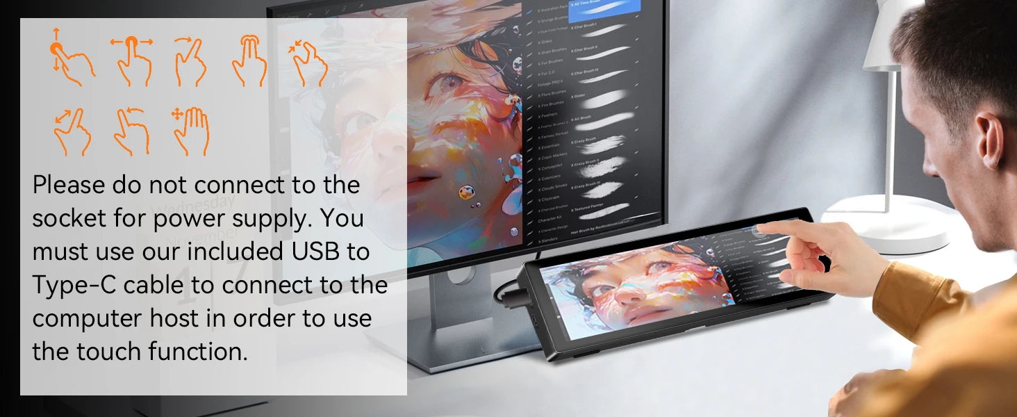 8.8-inch Chassis Secondary Screen 1920*480 Long-shaped LCD Touch Screen with Built-in Stand, AIDA64 Touch Version