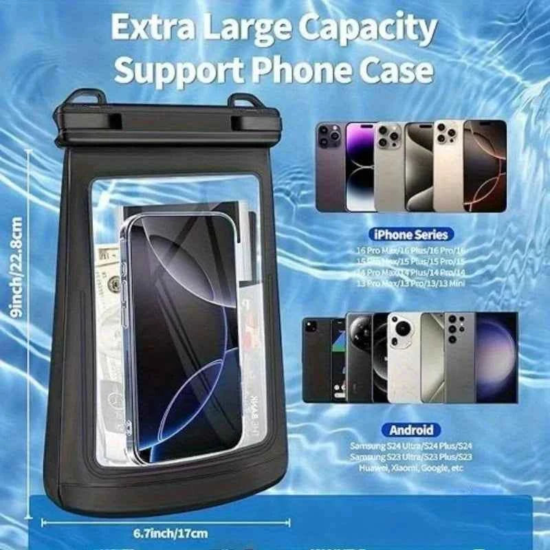 HAISSKY Large Mobile Phone Waterproof Pouch For iPhone 17 16 Pro Max 17 Air 16E 15 Plus Swim Travel Beach Bags With Seal Stripe
