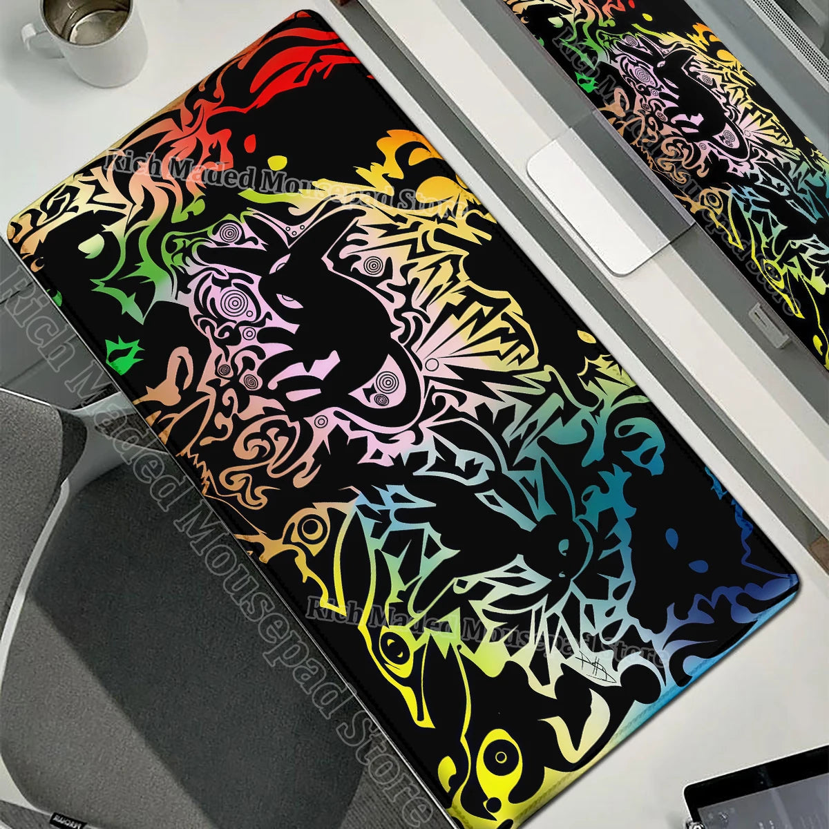 Game Card Pad Gaming Carpet Anime Keyboard Pad Pokemon Eevee Mousepad Gamer Mouse Pads Laptop Extended Desk Mat PC Cabinet Rug