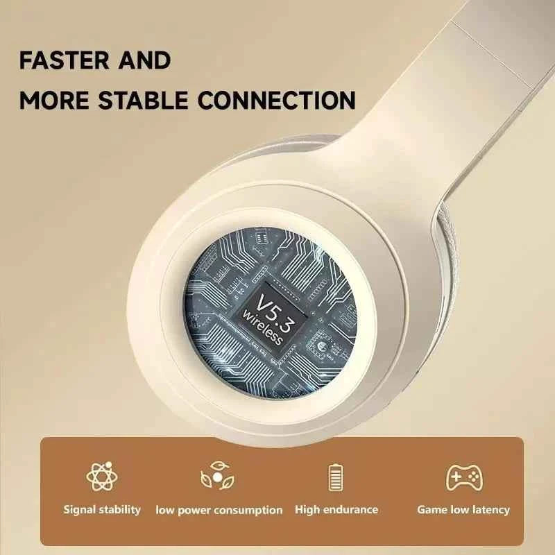 9D Surround Bass Headsets Wireless Bluetooth 5.3 Headphones Over Ear Noise Reduction Sports Gaming Earphone with HD Mic Handfree