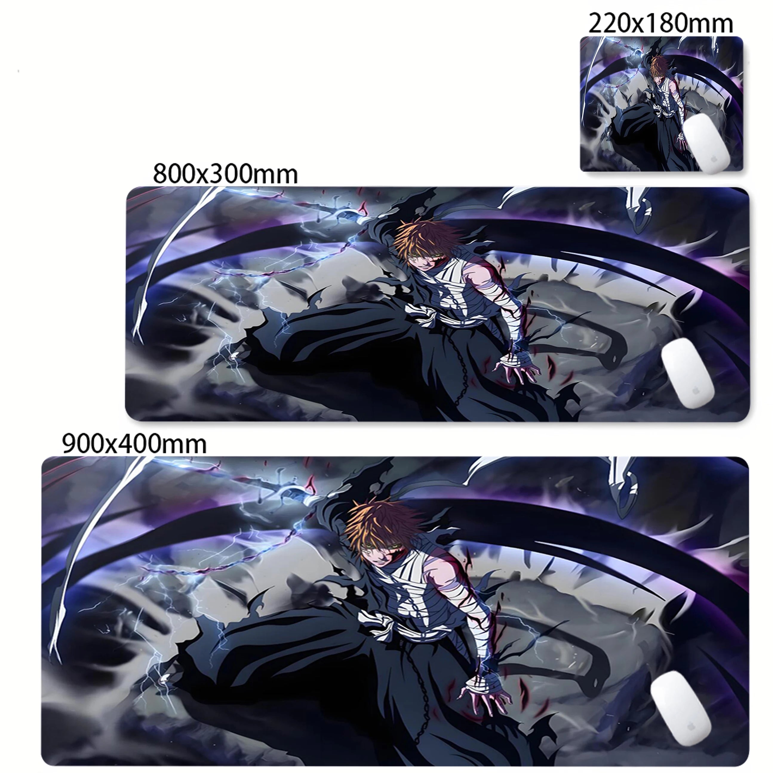 Bleach Kurosaki Ichigo Anime Mouse Pad Pc Gamer Accessories Desk Mats Rubber Carpet Mousepad Office Table Pads Gaming Mouse Mats