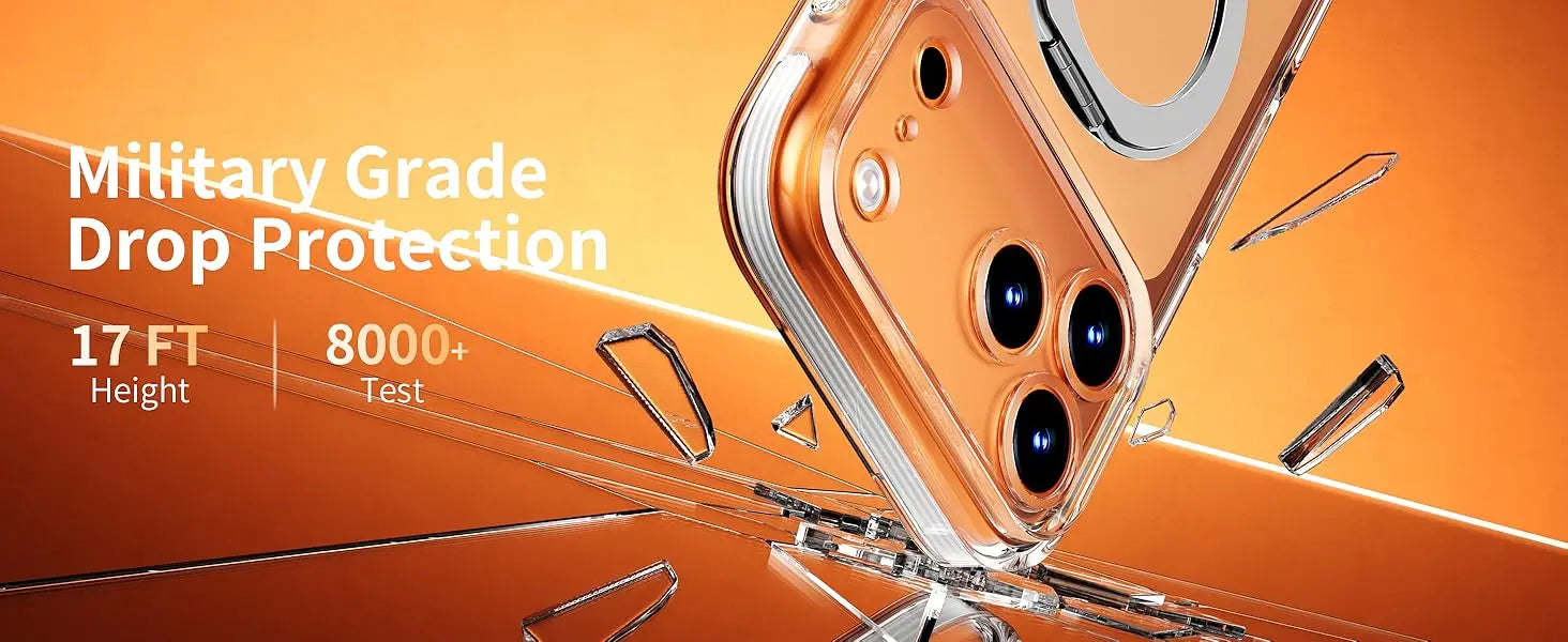 360-Degree Rotating Stand Magnetic Case Compatible with iPhone 17 Pro Max/17 Air/16 Plus/15 Pro/14 Pro Max/13/12