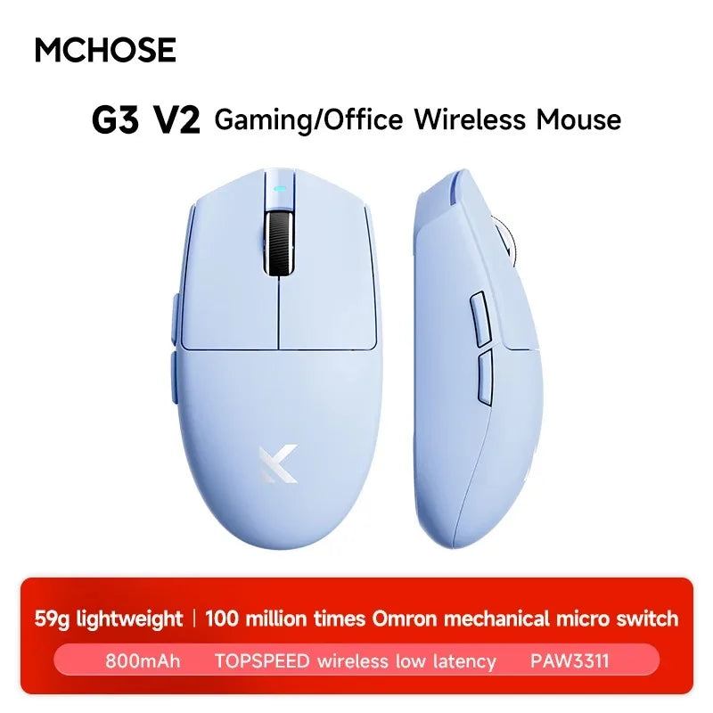 MCHOSE G3 V2 Pro Professional Game Three Mode Mouse PAW3395 26000DPI Polling Rate 59g Ultra Light Office Mouse 800mAh