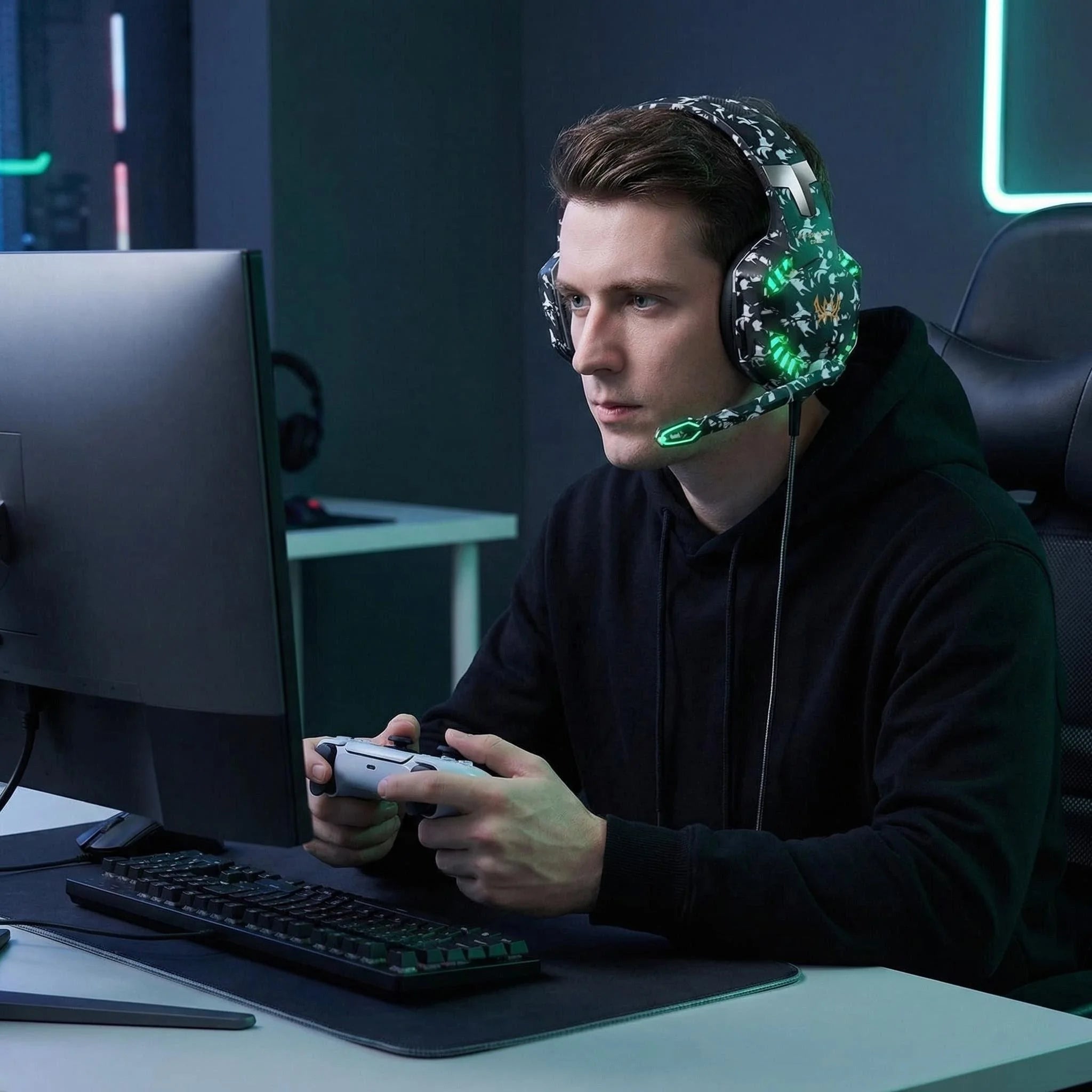 G2000 Esports Gaming Earphones Head Mounted Wired with Microphone 3.5mm Interface Universal Laptop Switch Game Console