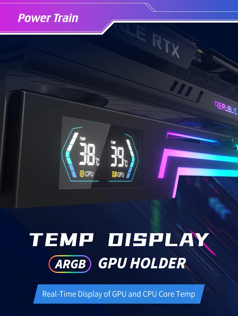 Power Train Z-X6 ARGB 5V 3PIN graphics card bracket adjustable height AURA SYNC computer graphics card VGA bracket GPU Holde