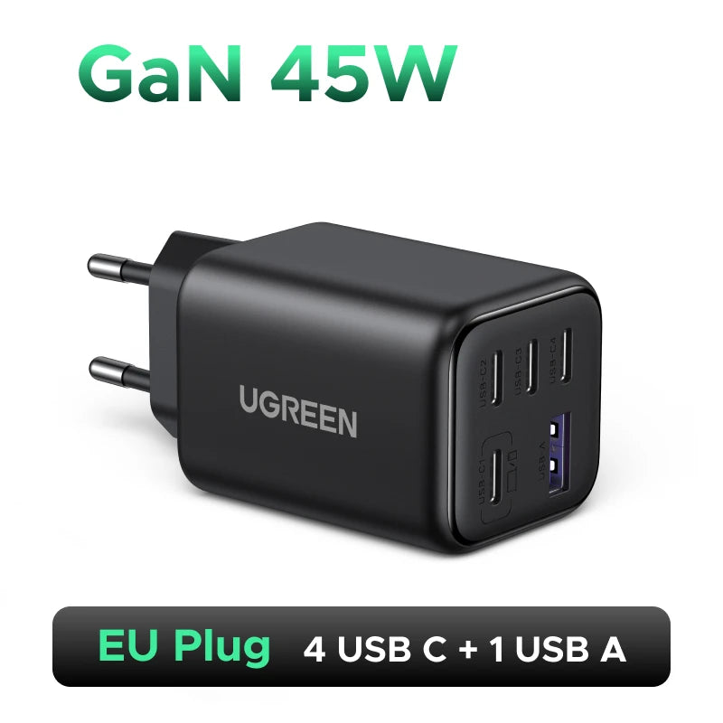 【EU Plug】UGREEN 45W/30W/25W/20W GaN Charger PD3.0 PPS QC3.0 USB C Fast Charger For iPhone 17 16 15 ProMax Samsung S25 iPad Air