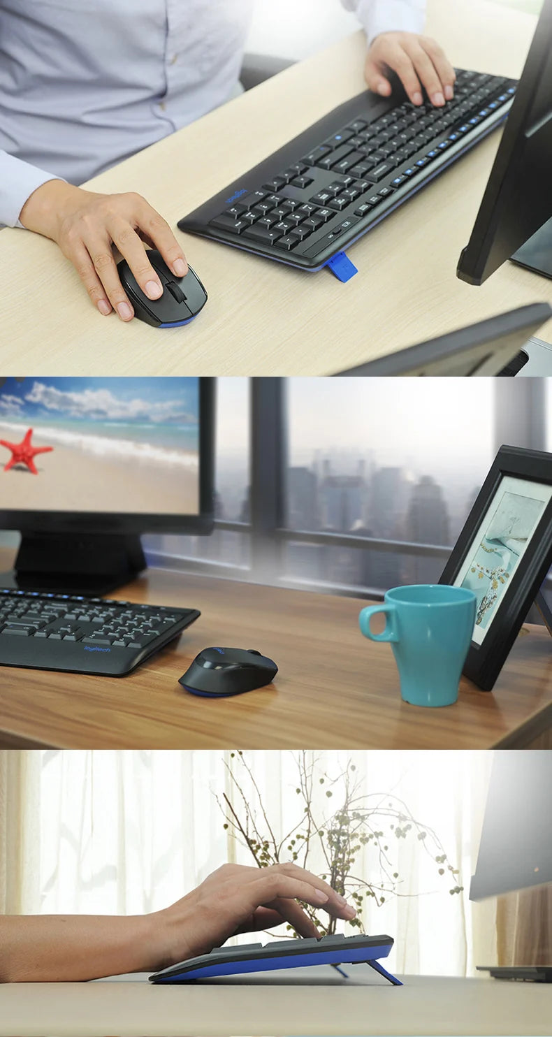 Logitech MK346P 2.4G Wireless Keyboard Mouse Combo Full Size 104 Keys Ergonomic Office Keyboard Mice Set For Desktop Laptop