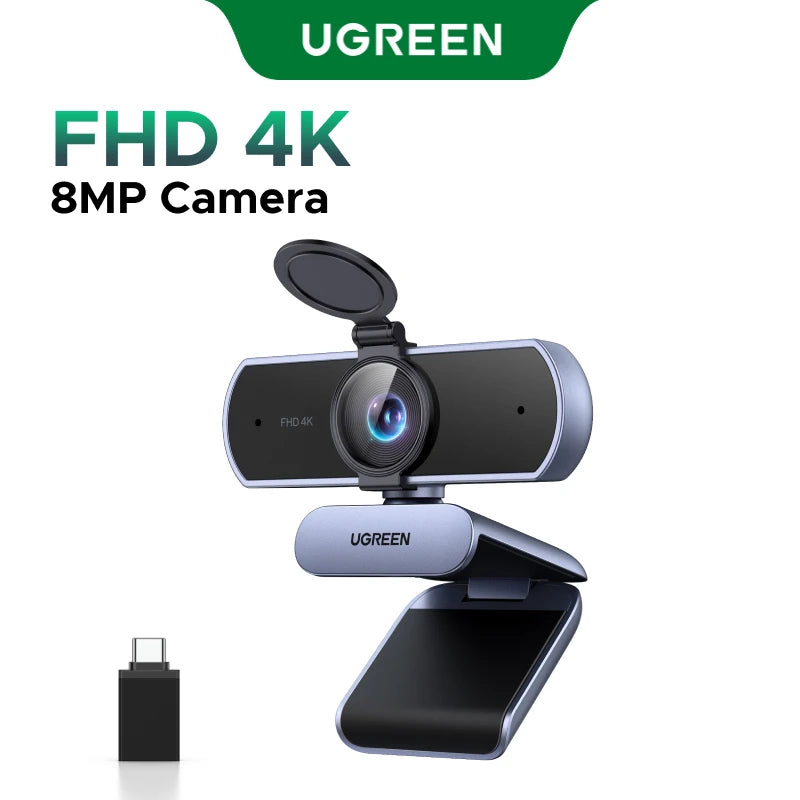 UGREEN 4K FHD 1080P Webcam 8MP for PC, PDAF Auto Focus, Dual AI Noise-Cancelling Mics, Web cam Camera for Zoom/Teams/Google Meet - WinSupport Tech