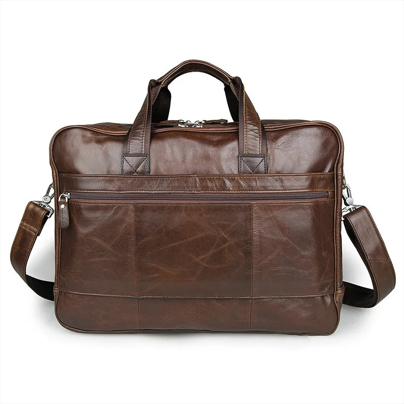 High Quality Genuine Leather Men Briefcase Business bag Crazy Horse Leather Large 17