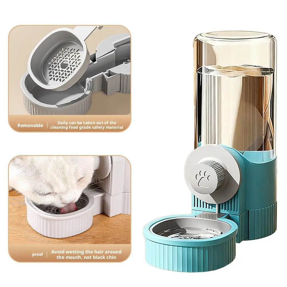 Automatic Cat Feeder Hanging Cage Small Pet Food Bowl Water Bottle Dispenser 1.2L Auto Gravity Pet Feeder & 520ml Waterer