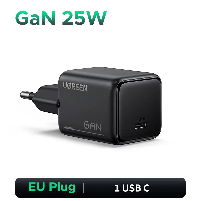 【EU Plug】UGREEN 45W/30W/25W/20W GaN Charger PD3.0 PPS QC3.0 USB C Fast Charger For iPhone 17 16 15 ProMax Samsung S25 iPad Air