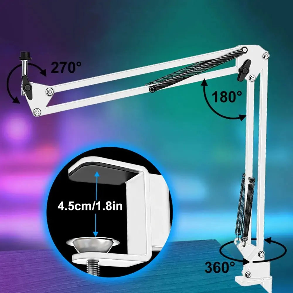 Zealsound RGB USB Gaming Microphone with Articulated Arm, White Computer Condenser Mic For PC/Mac, Recording Podcasting Streaming - WinSupport Tech