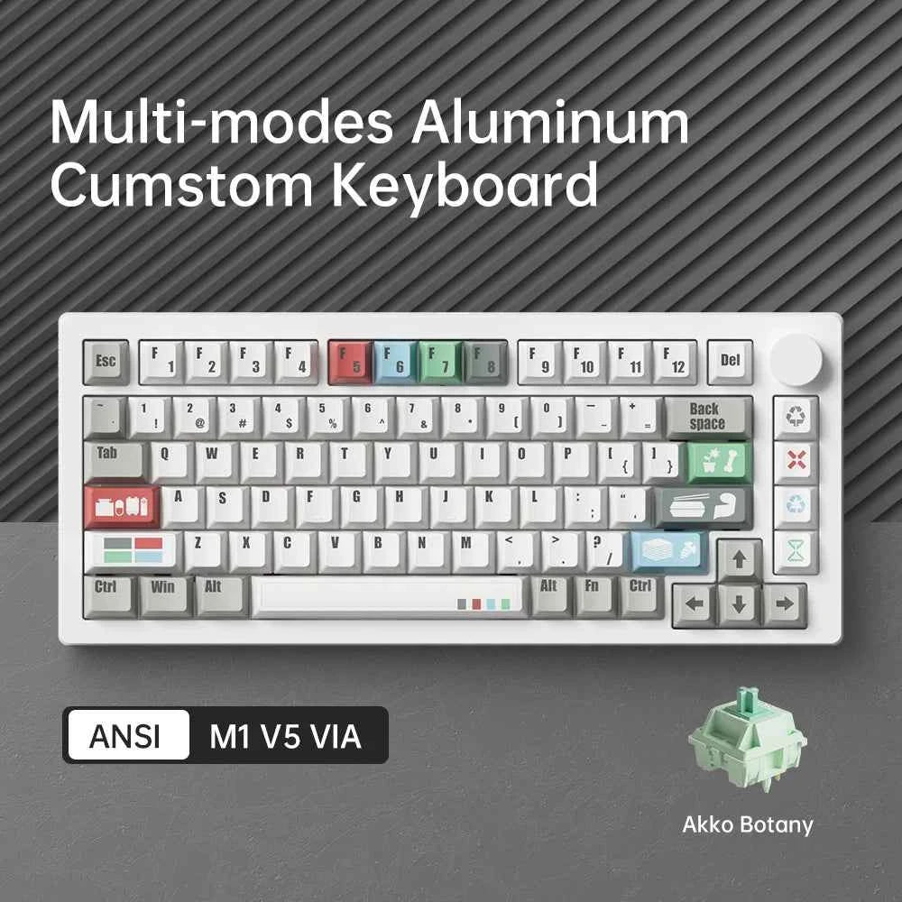 Akko MonsGeek M1 V5 Three-mode Mechanical Keyboard/Barebone Kit VIA 75% 3/5 Pin Customized Hot Swap RGB Rapid Disassemble Gasket