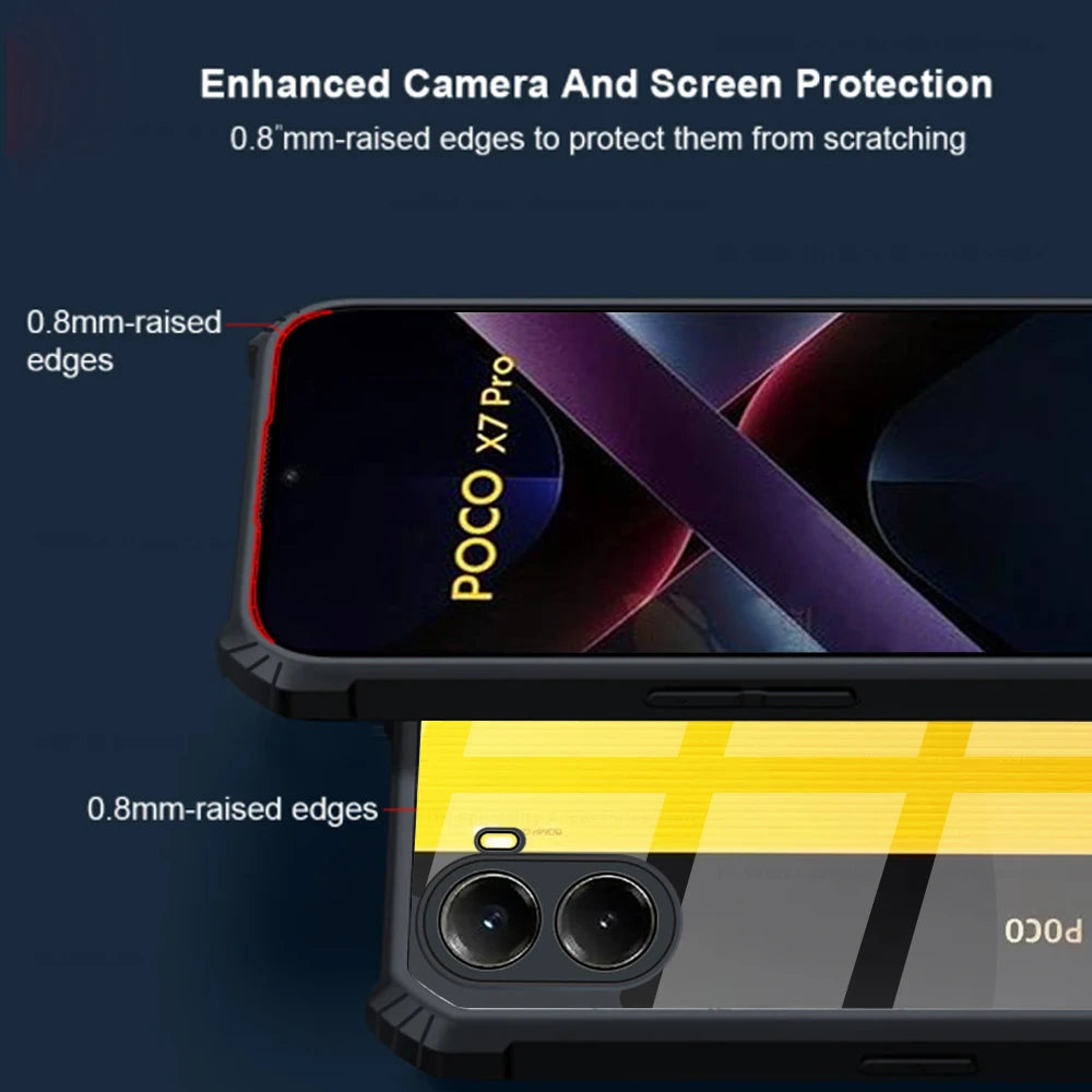 Clear Acrylic TPU Shockproof Armor Case for Xiaomi Poco X7/X7 Pro/X8 Pro Max Phone Cover Protective Shell