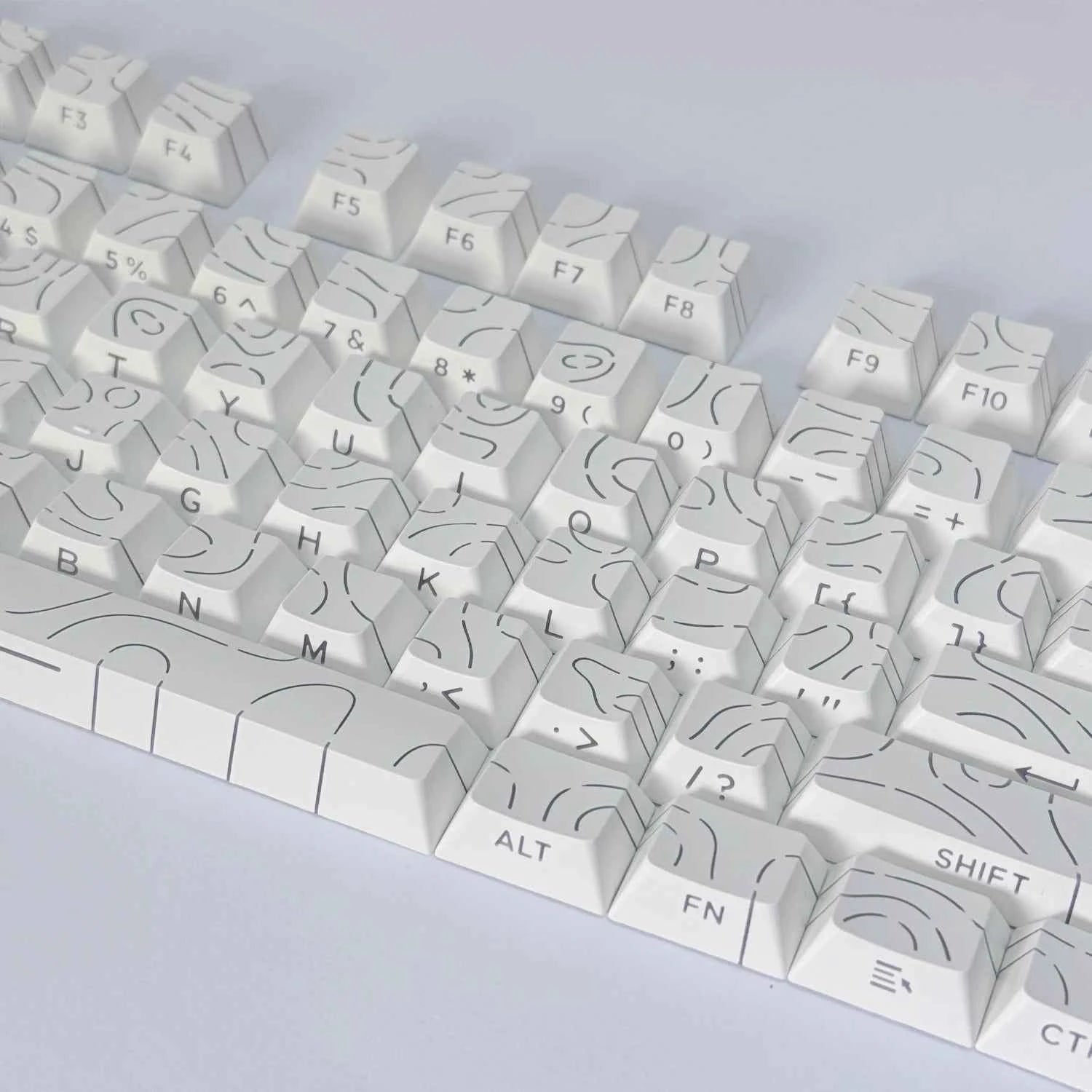 Lines Sided Shine Through Keycaps Cherry Profile Black White 97/133 Keys Customer keycaps for Mechanical Keyboard 60% 65% 75%