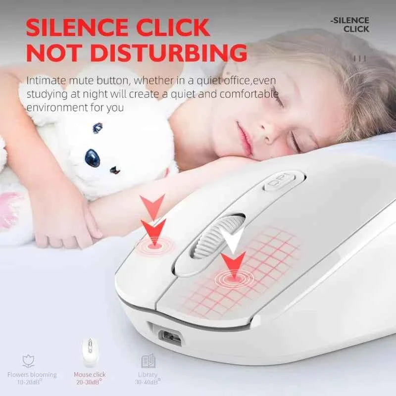 Wireless Silent Mouse Bluetooth-compatible 2.4G Dual Mode Rechargeable Optical Mouse 1600 DPI For MacBook Laptop PC Game Office