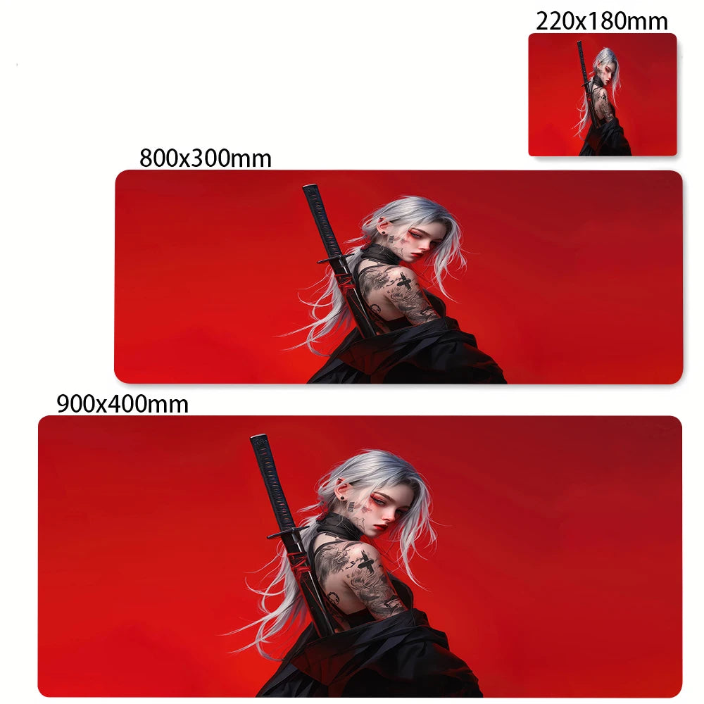 Japanese Style Anime Red Girl Pc Game Mousepad Large Mouse Pad XXL Gamer Mouse Mat Office Table Carpet Gaming Mats 500x1000mm