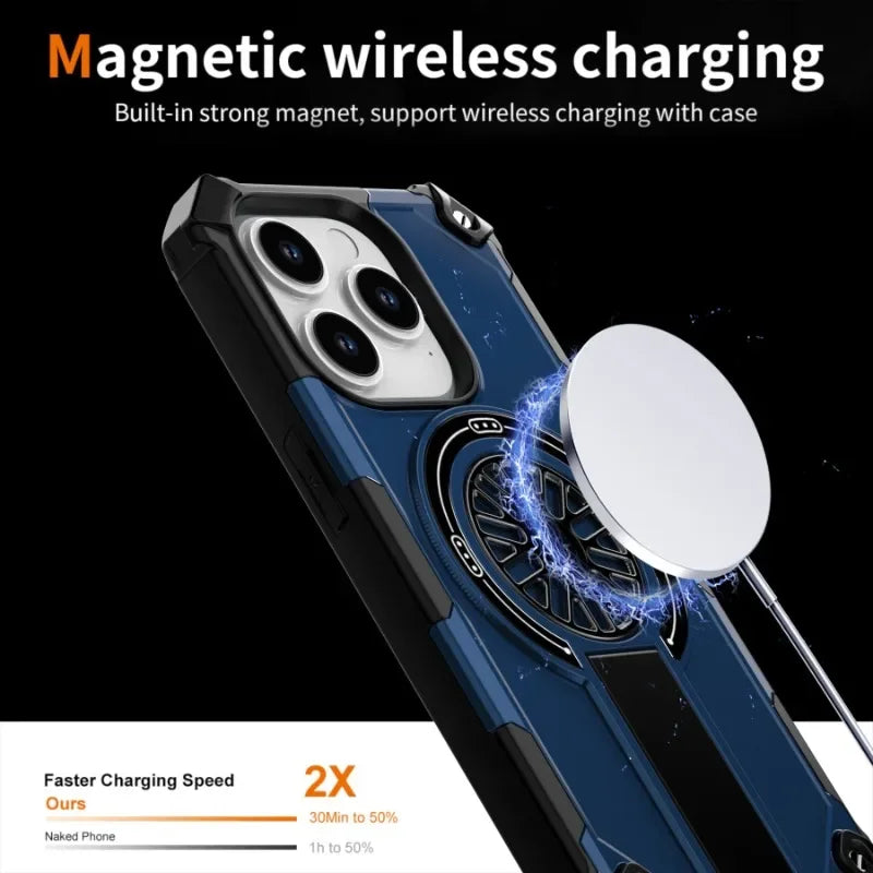 Luxurious armor 2-in-1 Shockproof Magnetic Adhesive Protective Case for Redmi Note 14 4G5G 14Pro ProPlus  With stand Hard shell