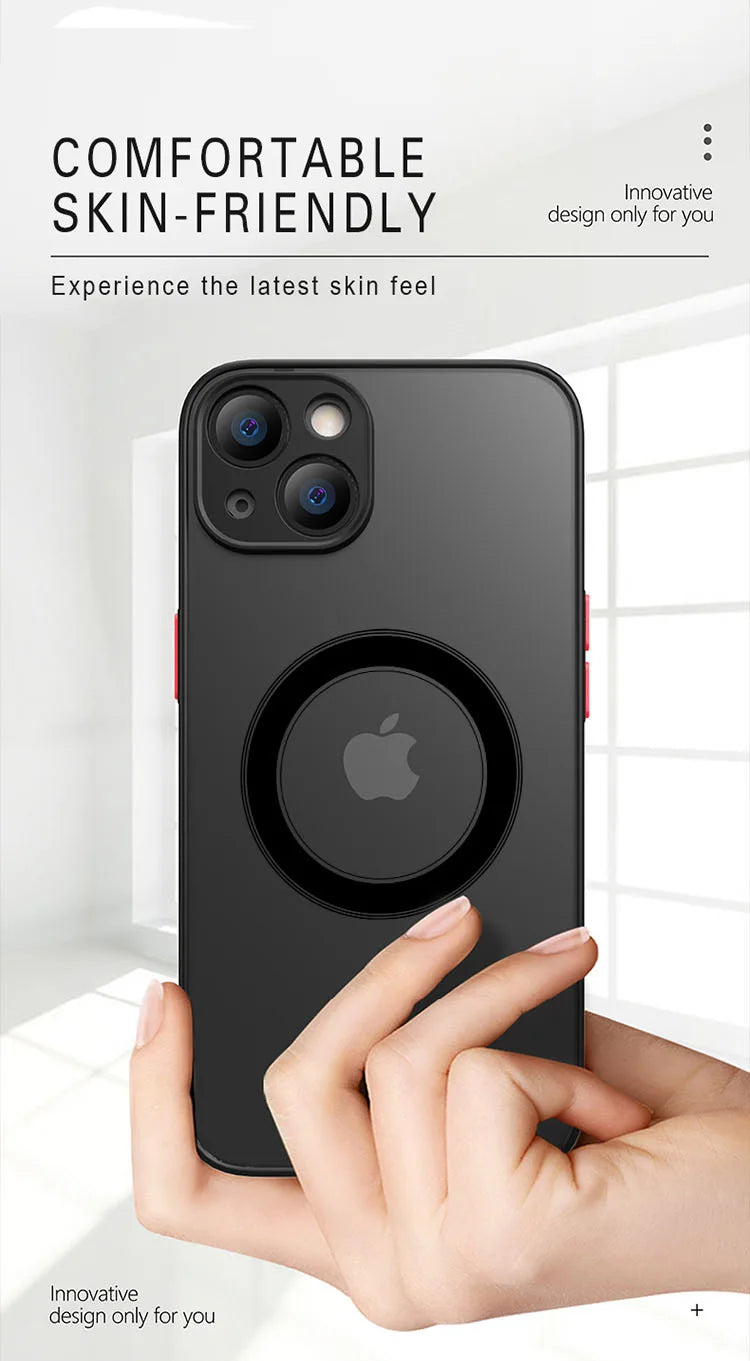 for iPhone 16 15 14 13 12 11 Pro Max Plus Mini XS XR SE 7 8 Case Wireless Charge Magnetic Magsafe Skin Matte Cover Shell Fundas
